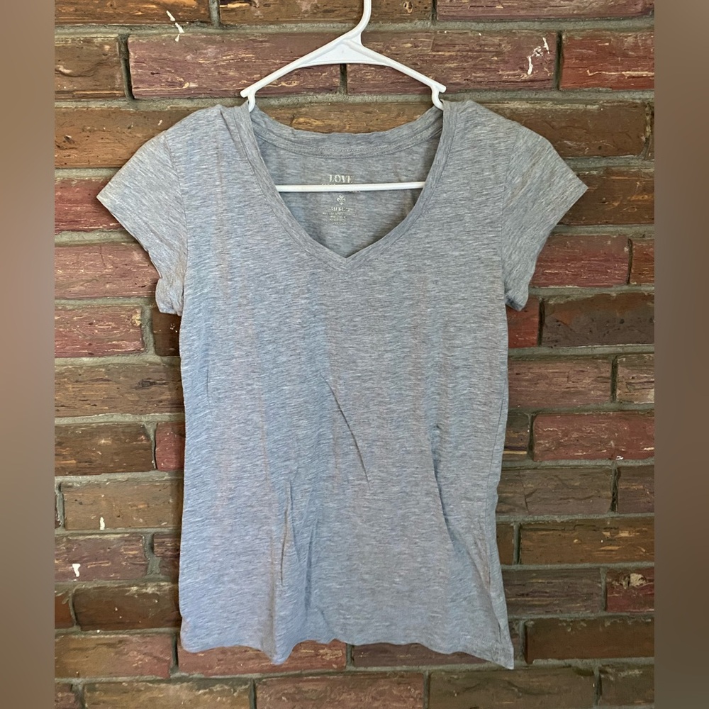 Love Culture Gray Fitted Cap Sleeve Tee